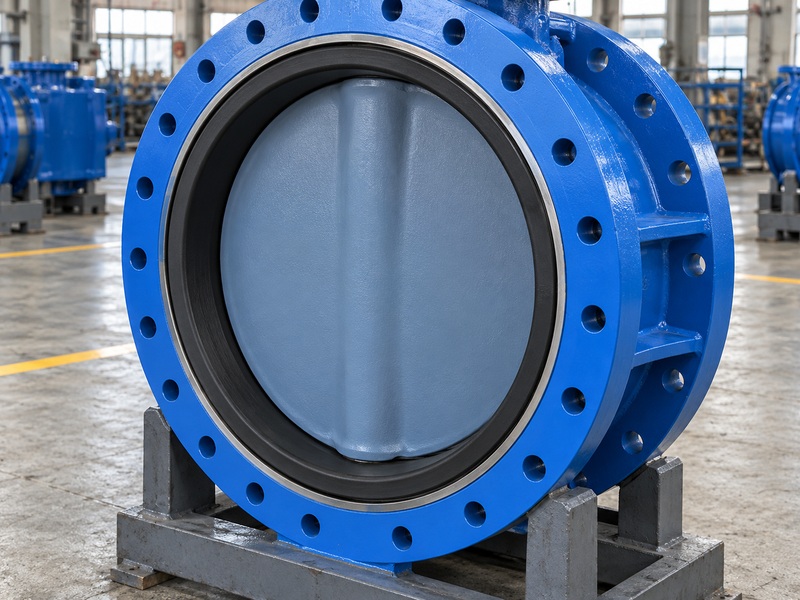 Large butterfly valve disc and seat inspection in a Chinese factory