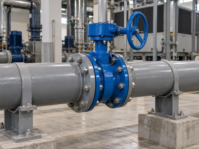 Resilient seated butterfly valve in a clean water circulation installation