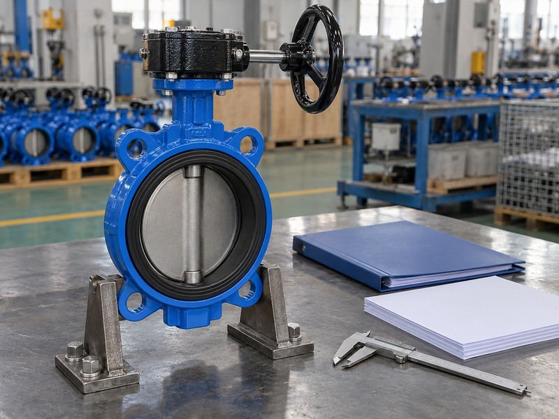 Resilient seated concentric butterfly valve prepared for acceptance and documentation review