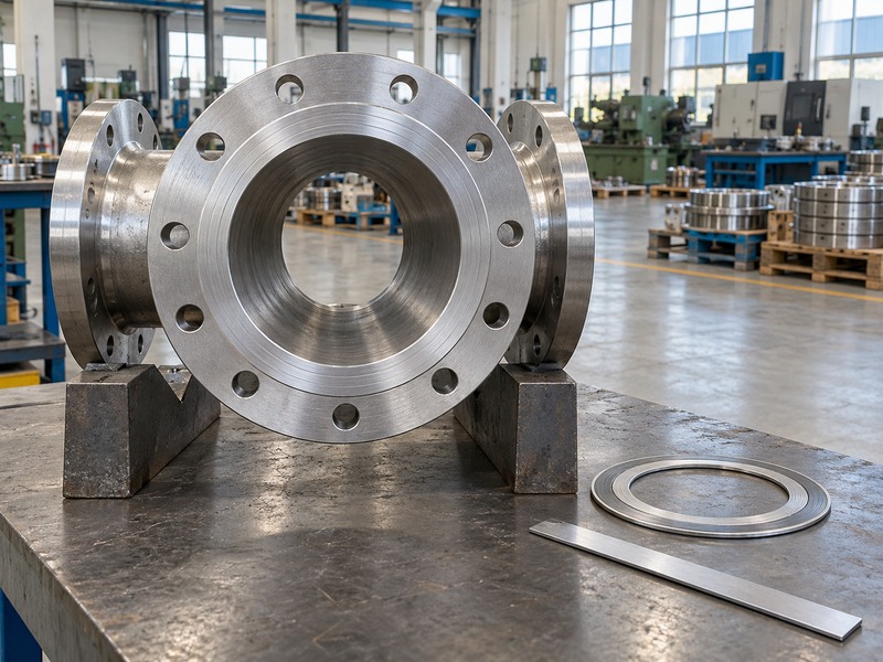 Flanged fitting bore and sealing face prepared for an offline interface check