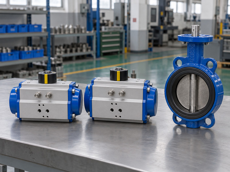 single acting and double acting butterfly valve: Two representative pneumatic actuator assemblies
