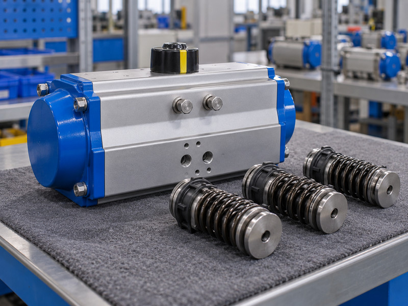single acting and double acting butterfly valve: Actuator with separate spring cartridges