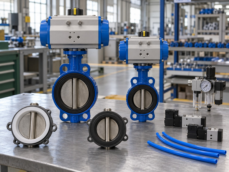 single acting and double acting butterfly valve: Actuator and valve size comparison