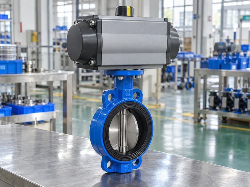 spring return butterfly valve manufacturers: assembled valve with an enclosed operator