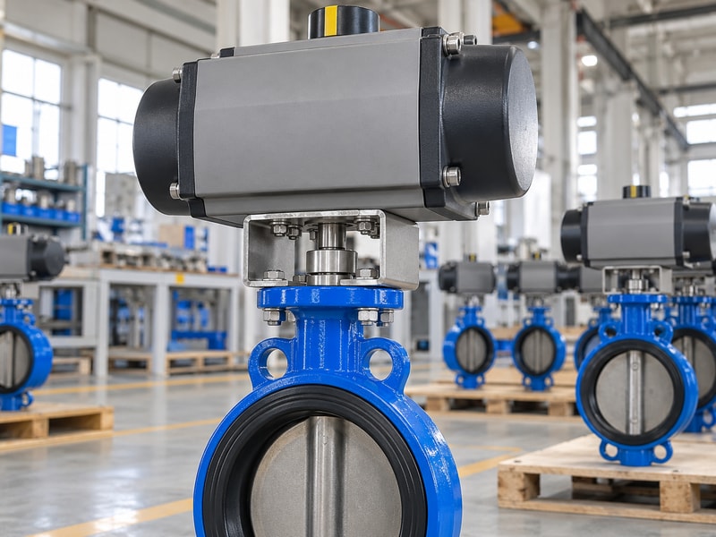spring return butterfly valve manufacturers: actuator coupling above a valve shaft