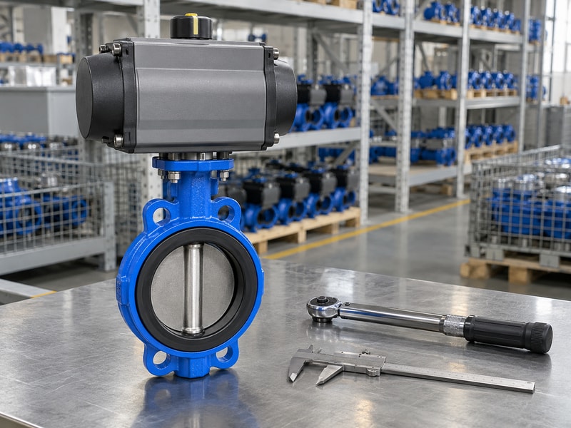 spring return butterfly valve manufacturers: valve beside inspection tools