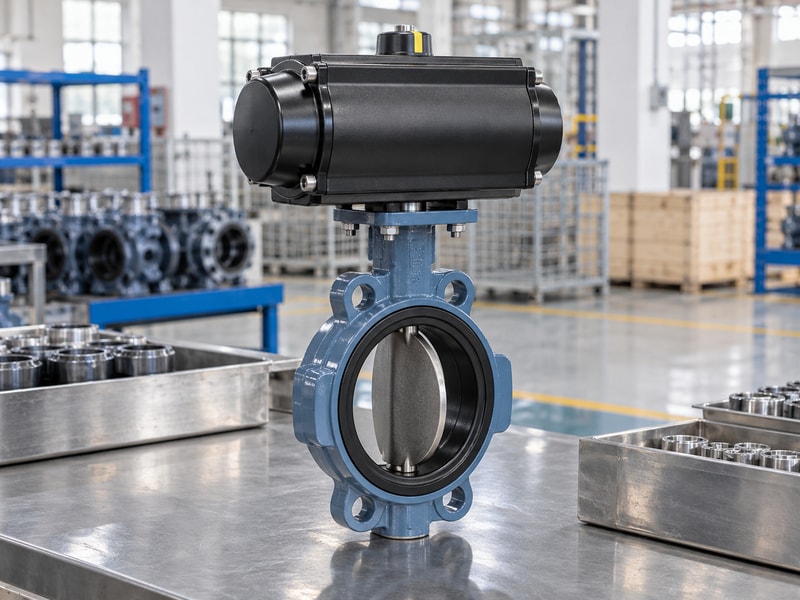 spring return butterfly valve supplier: complete valve and enclosed pneumatic operator