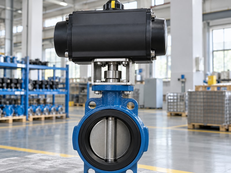 spring return butterfly valve supplier: valve shaft and coupling close-up
