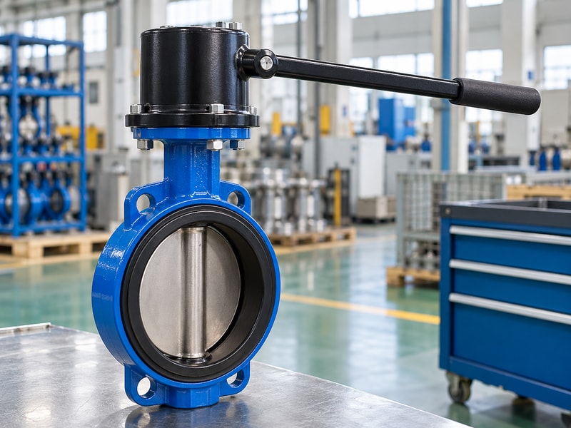 spring return manual butterfly valve: manual valve and unobstructed handle sweep