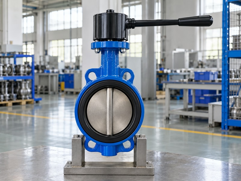 spring return manual butterfly valve: manual valve on a low inspection stand