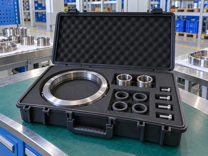 Seal and packing components protected in a configuration-specific spare kit