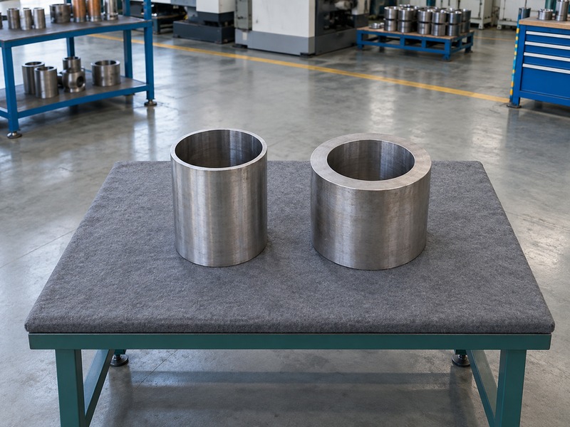 Separate pipe sleeves with different wall sections prepared for a bore review