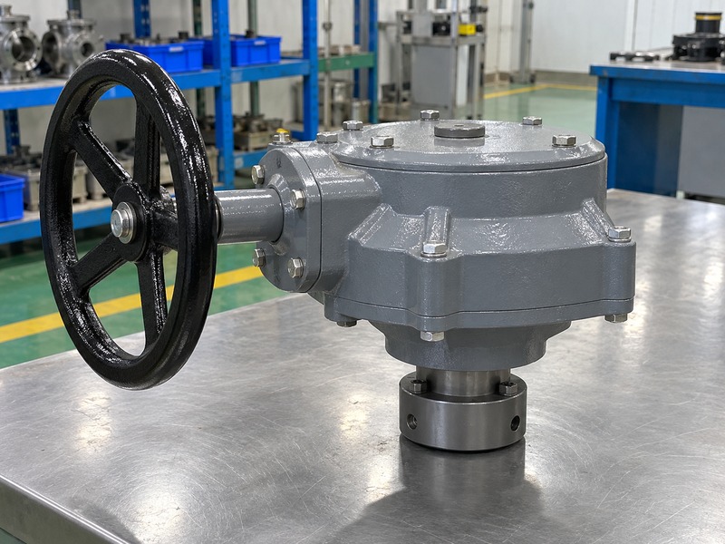 Closed manual valve gearbox with handwheel and output coupling