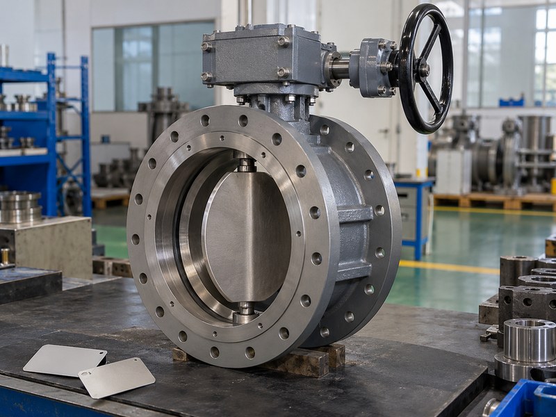 triple offset butterfly valve manufacturers: reverse-side view of a valve for directional-rating review.