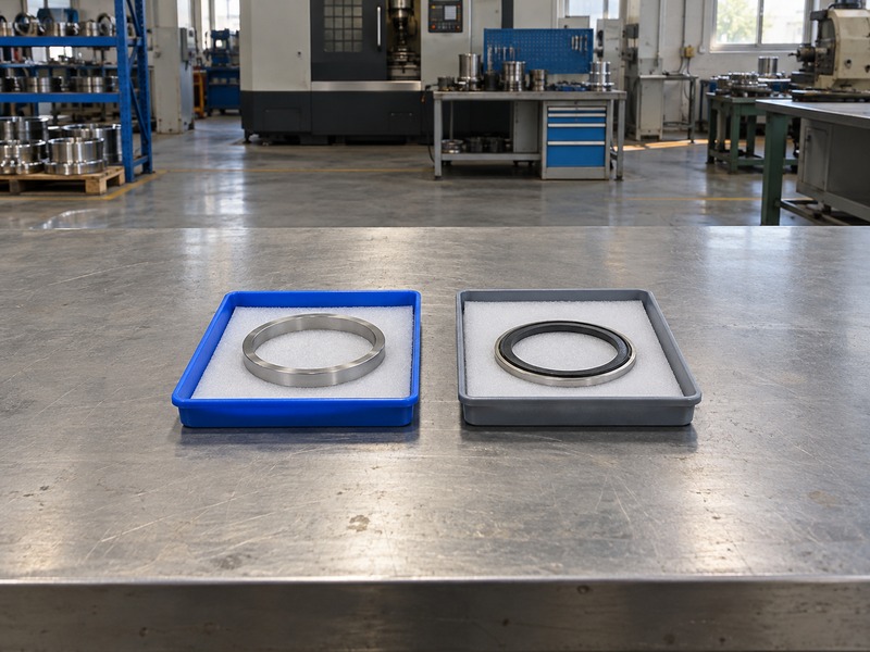 Solid and layered sealing samples separated on padded inspection trays