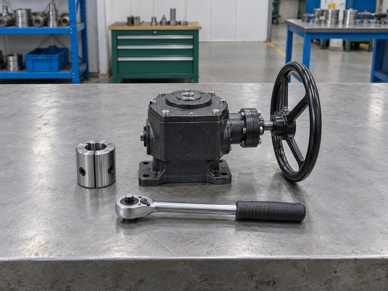 Offline valve gearbox, separate coupling, and socket ratchet prepared for a setting review