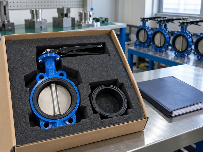 wafer type butterfly valve manufacturers: valve and spares during packing preparation.