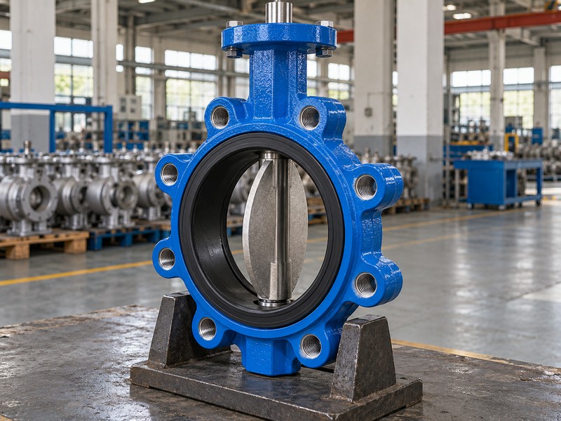 Lug butterfly valve with threaded bosses around its body