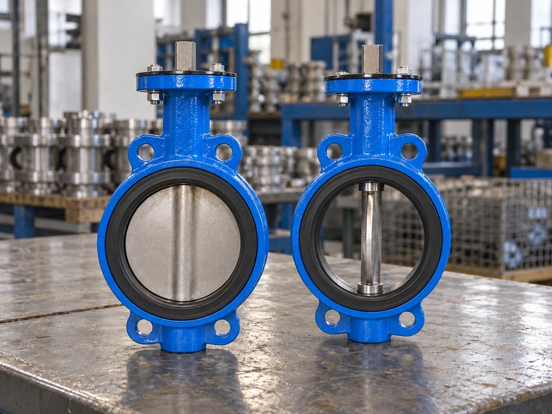Closed and fully open discs in two concentric butterfly valves