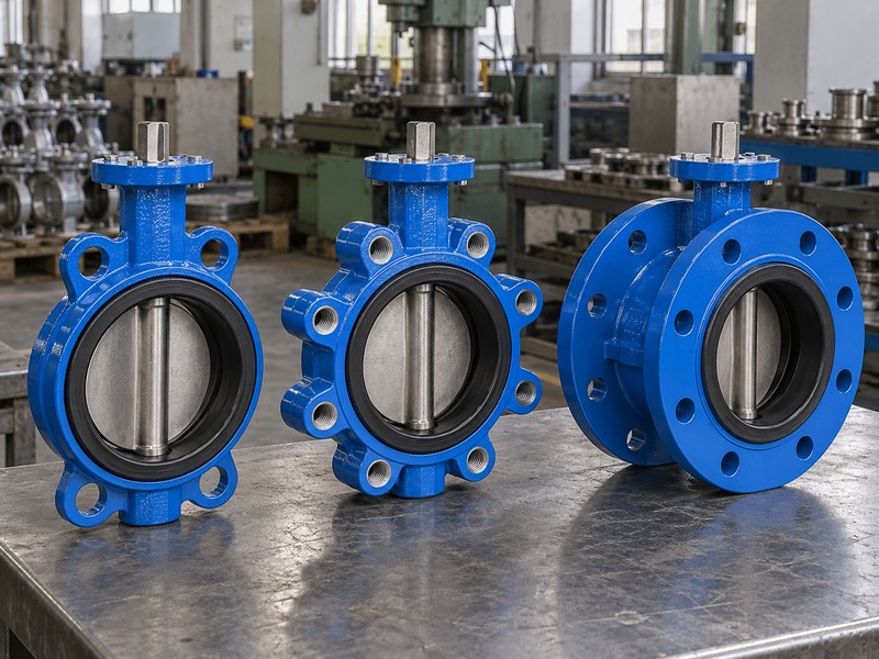 Wafer, lug and double-flanged butterfly valve body connections
