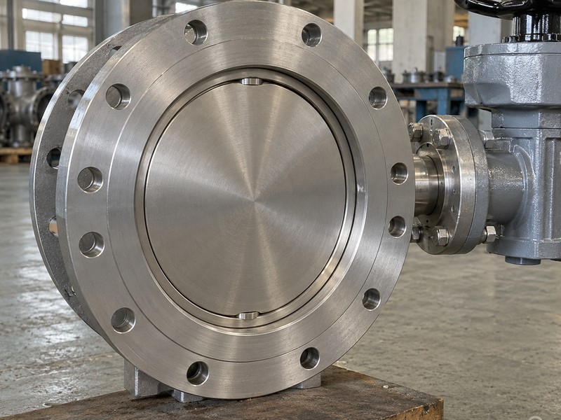 Closed metal disc and perimeter seat in a flanged butterfly valve