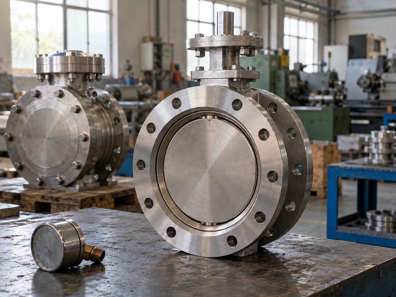 Disconnected pressure gauge beside a metal-seated valve