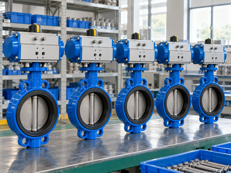 wholesale double acting pneumatic butterfly valve: Matching pneumatic butterfly valves on an inspection bench