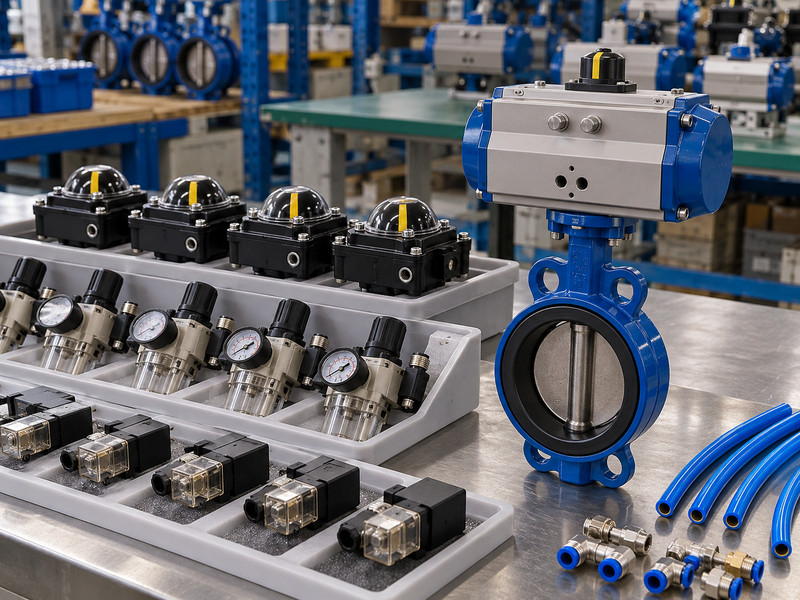 wholesale double acting pneumatic butterfly valve: Matching control components in organized trays