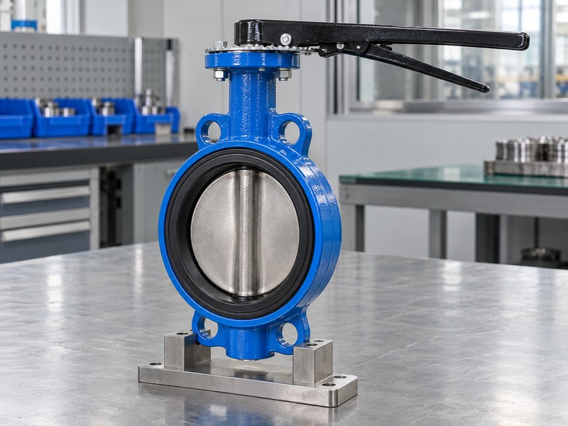 wholesale soft seated butterfly valves illustration showing a closed concentric wafer valve with an elastomer seat